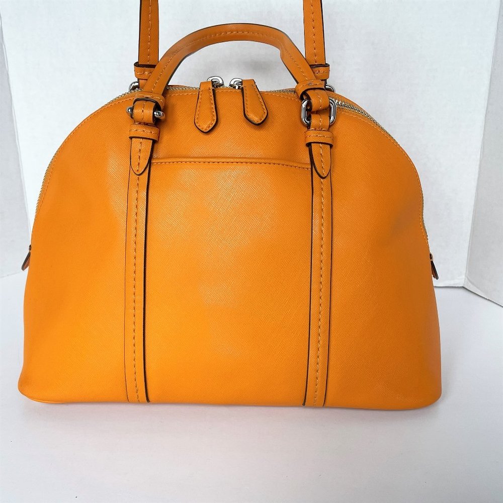 Coach F25671 Peyton Orange Leather Cora Domed Satchel/Crossbody